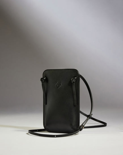 Crossbody Bag in Black Leather - Heritage Collection