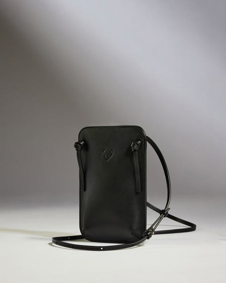 Crossbody Bag in Black Leather - Heritage Collection