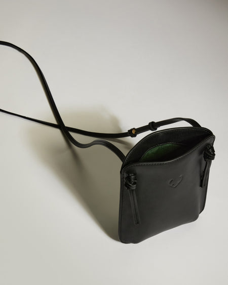 Crossbody Bag in Black Leather - Heritage Collection