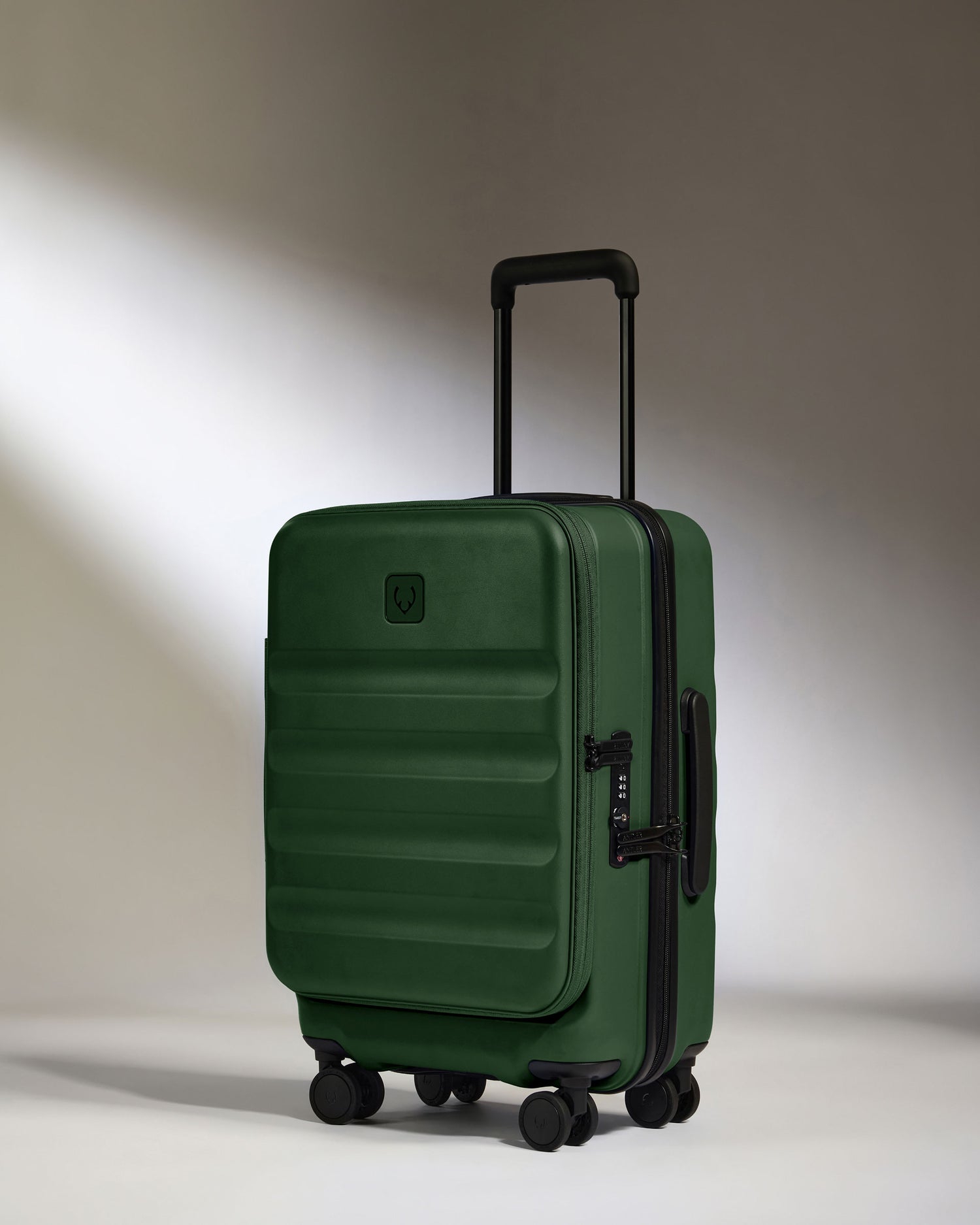 Dual Opening Carry-On Luggage in Antler Green - Icon Stripe