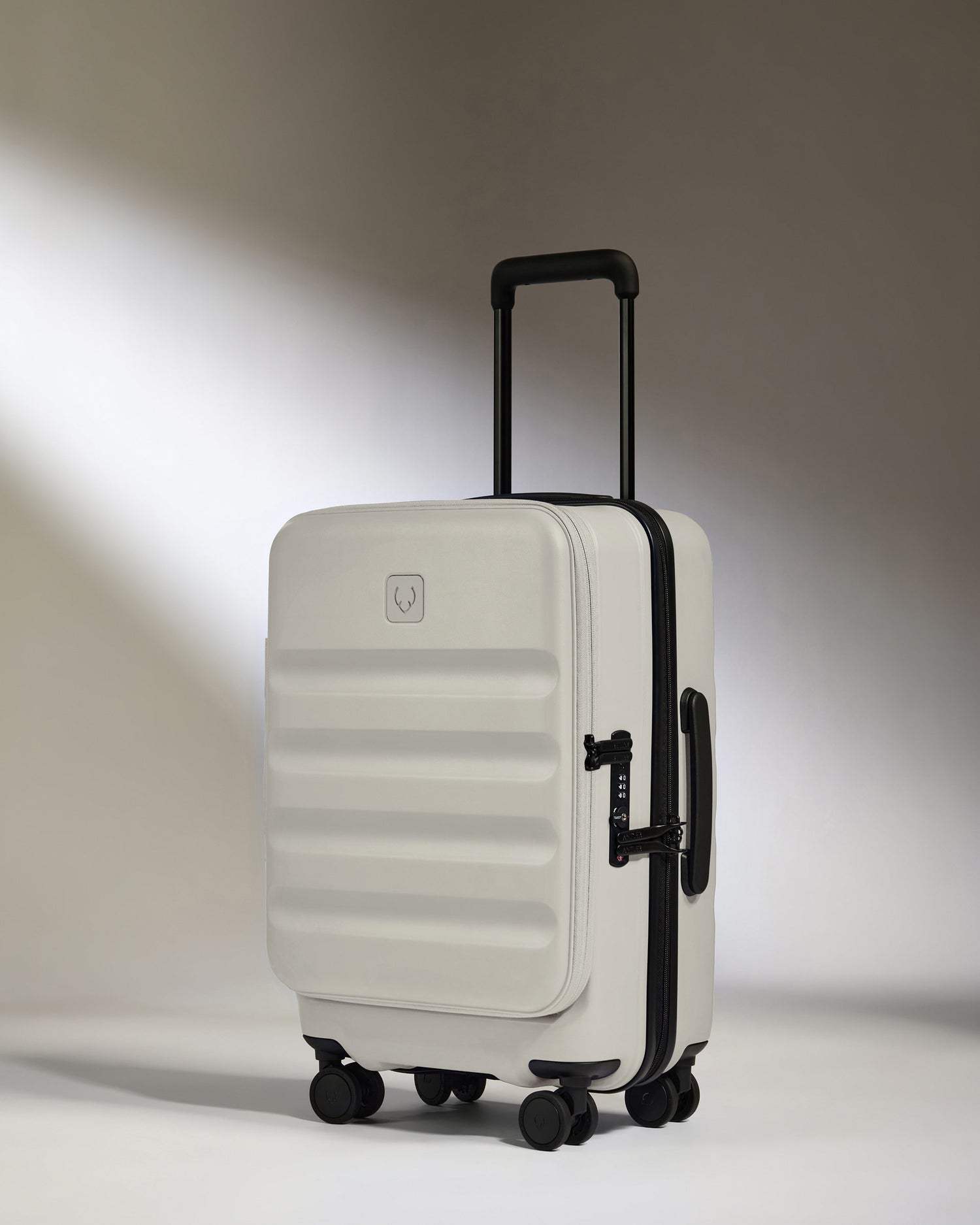 Dual Opening Carry-On Luggage in Taupe - Icon Stripe