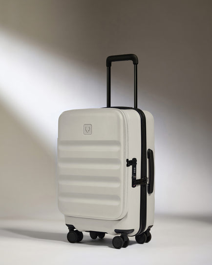 Dual Opening Carry-On Luggage in Taupe - Icon Stripe