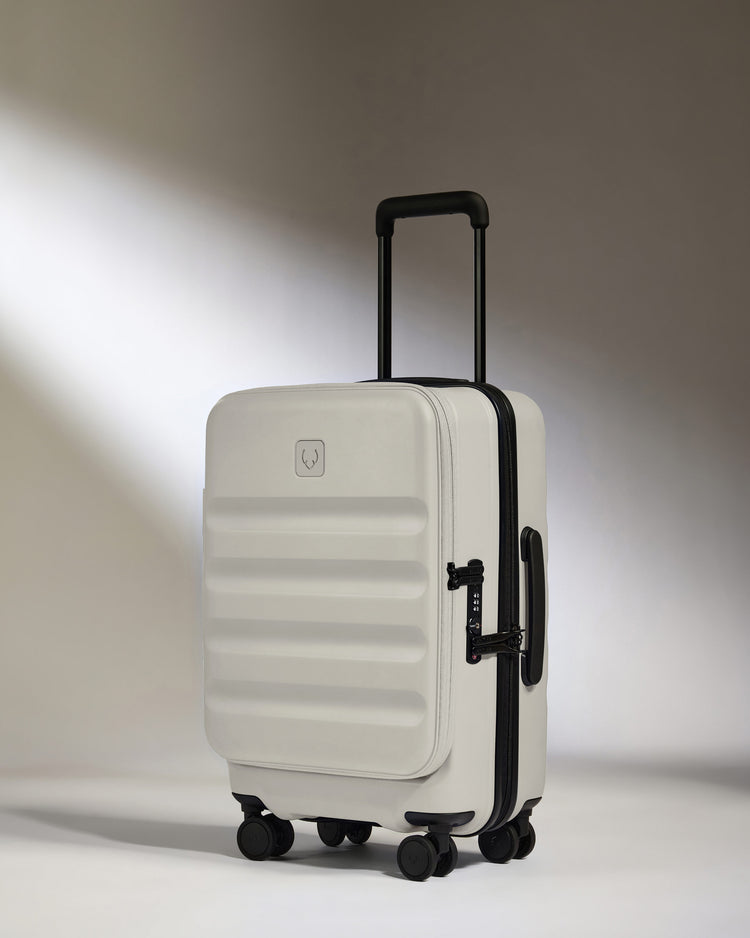 Dual Opening Carry-On Luggage in Taupe - Icon Stripe