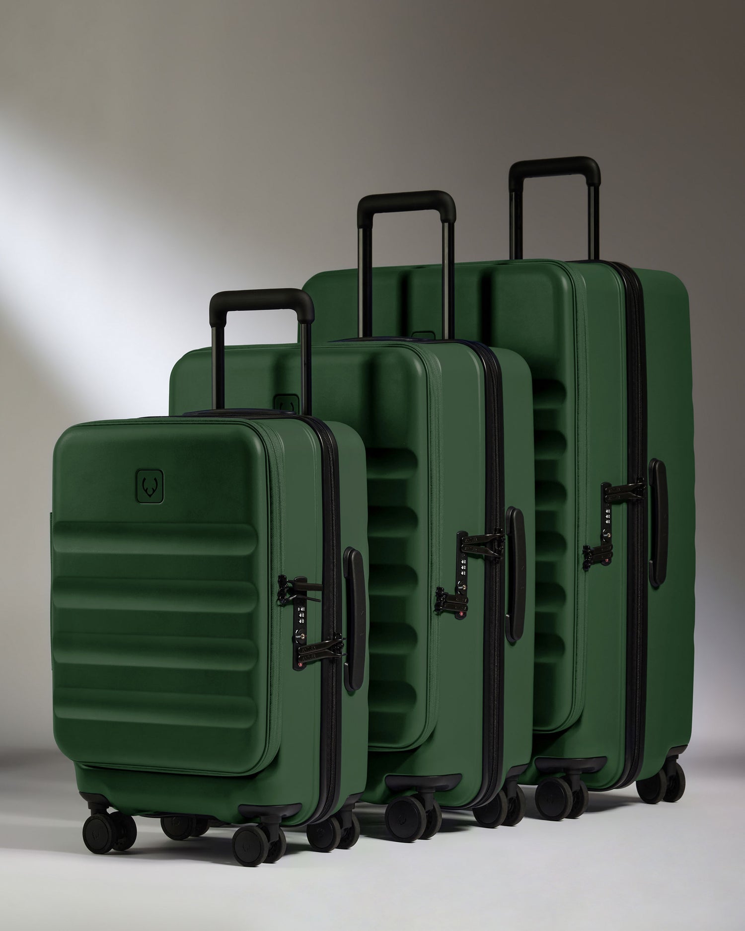 Dual Opening Luggage Set in Antler Green - Icon Stripe