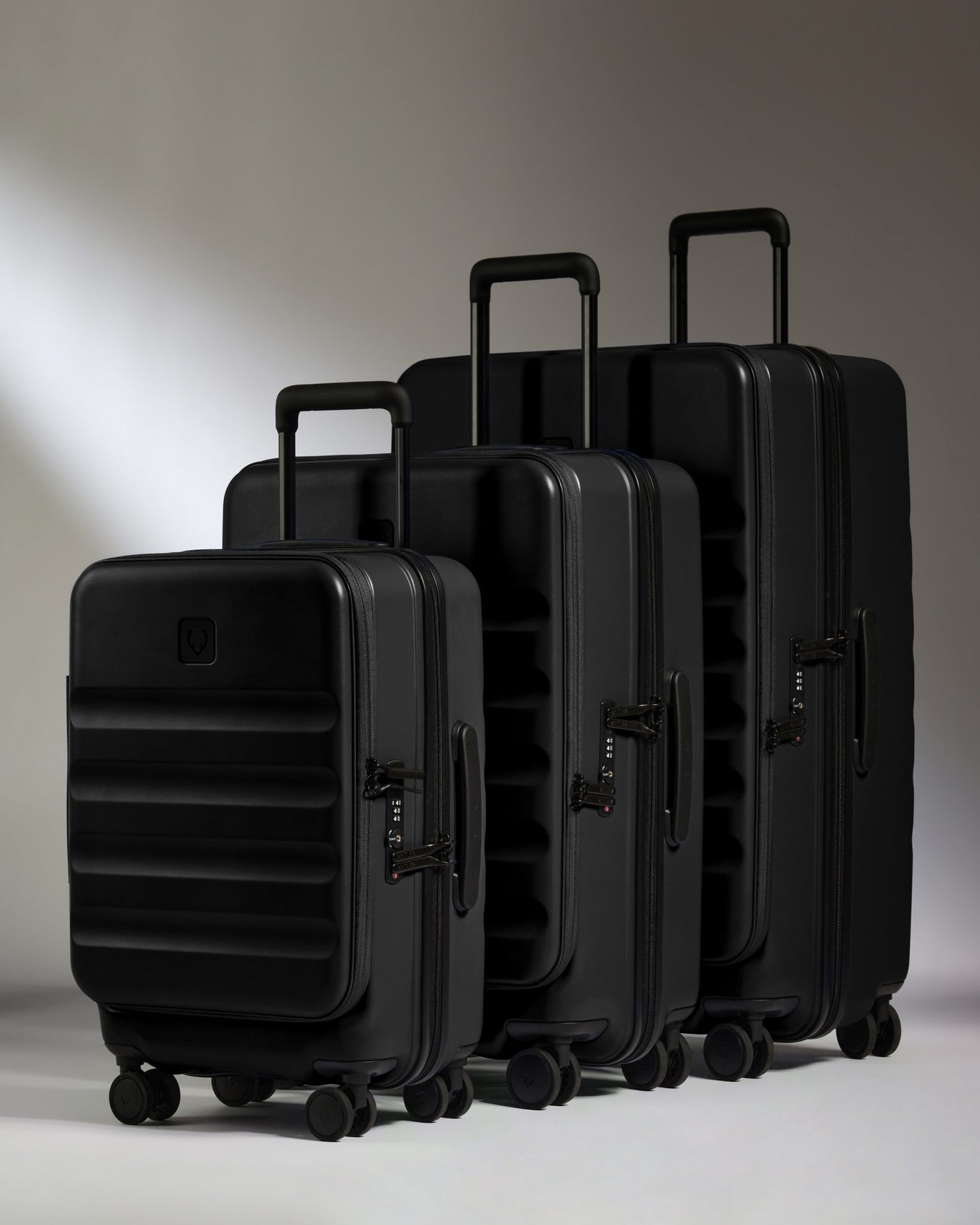 Dual Opening Carry-on Luggage Set in Black - Icon Stripe