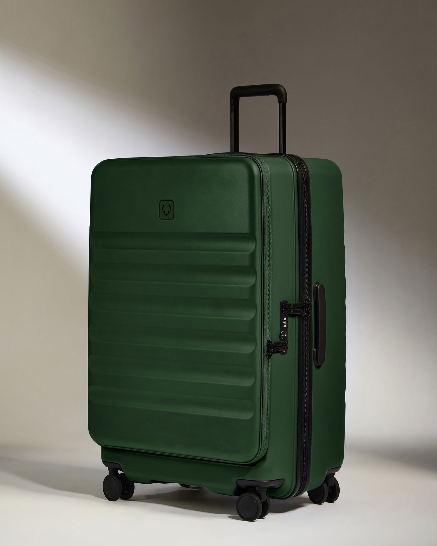 Dual Opening Large Luggage in Antler Green - Icon Stripe