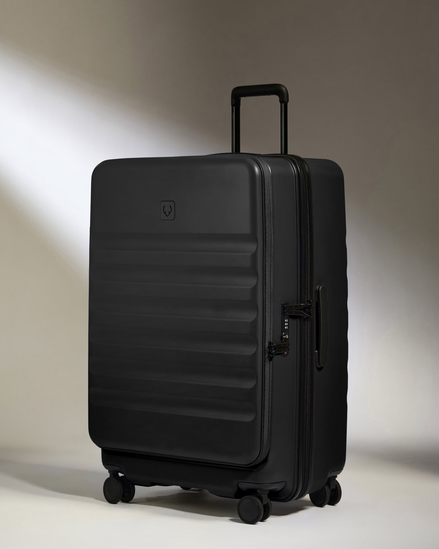 Dual Opening Large Luggage in Black - Icon Stripe
