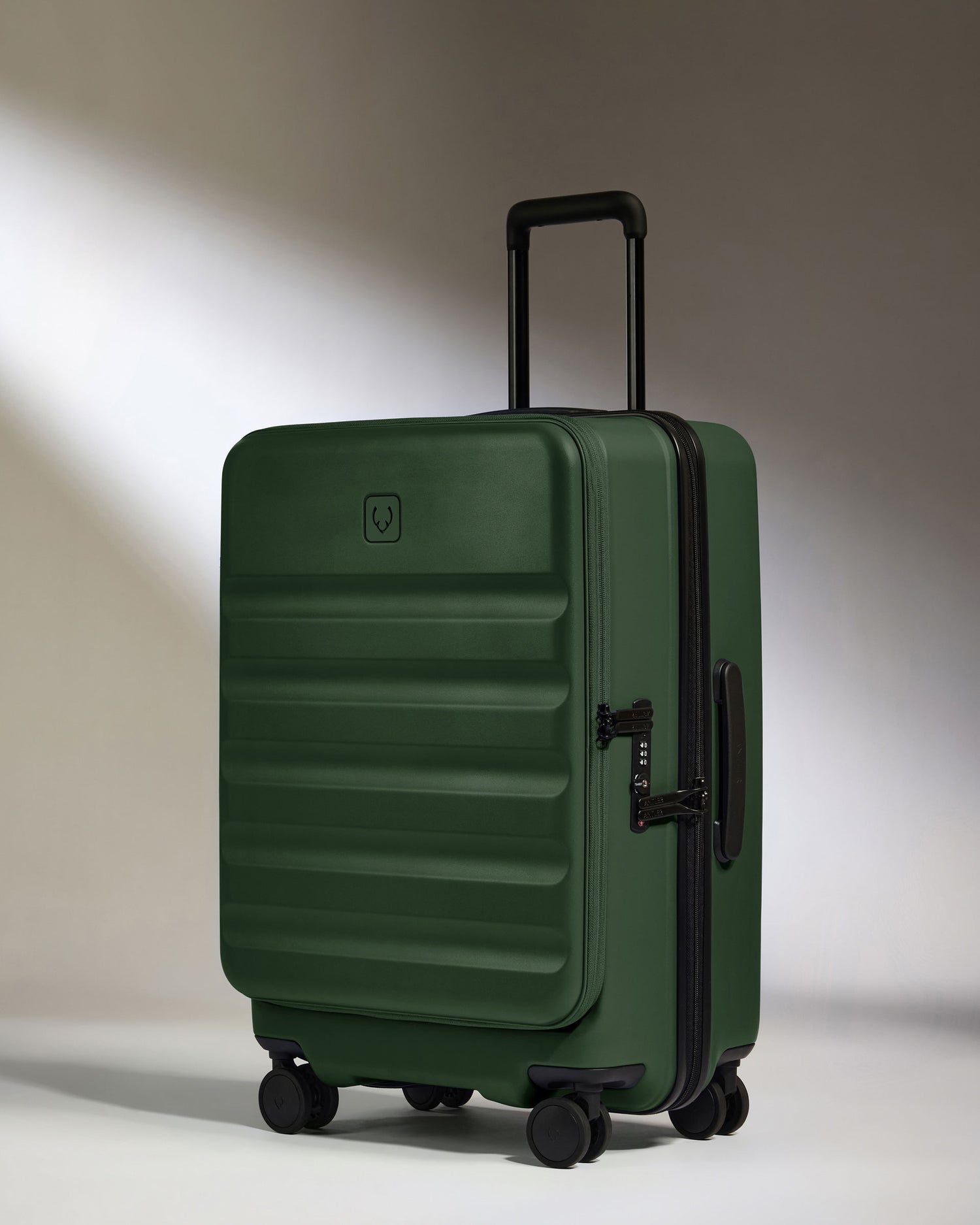 Dual Opening Medium Luggage in Antler Green - Icon Stripe