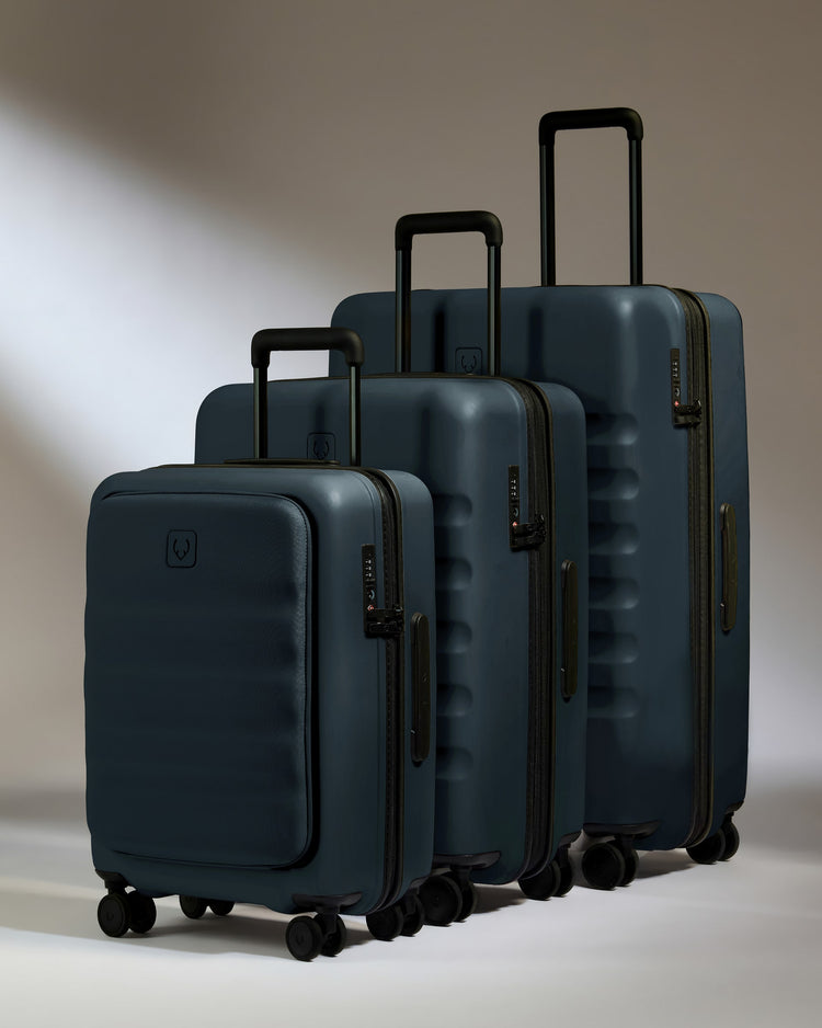 Carry-on with Pocket Luggage Set in Indigo Blue - Icon Stripe