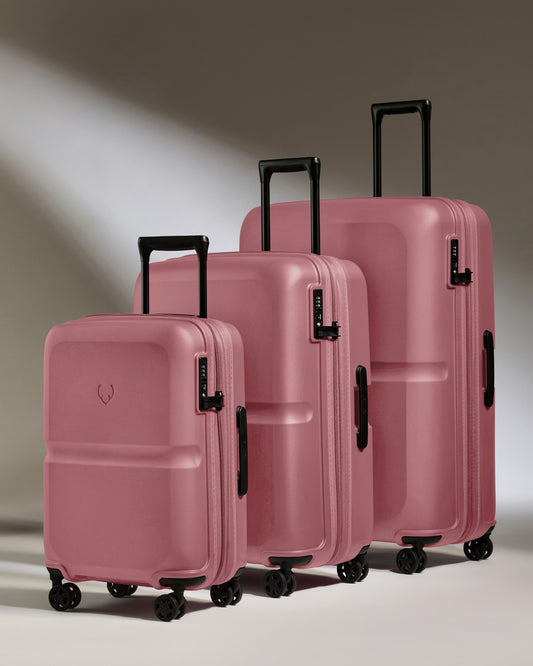 Lightest Hard Shell Expandable Carry-on Luggage Set in Clay Pink - Single Stripe