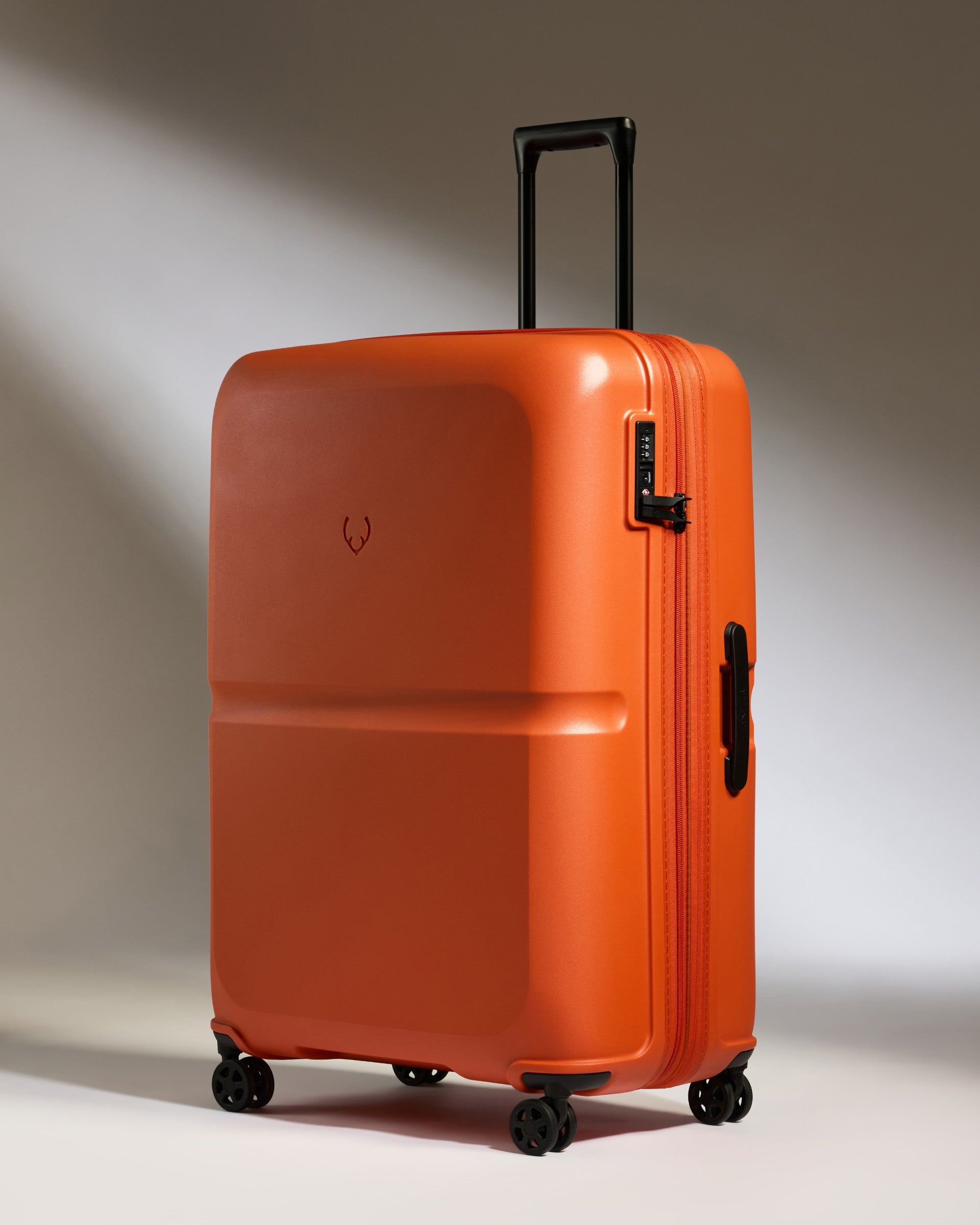 Large Suitcase in Orange Single Stripe Checked Luggage Large