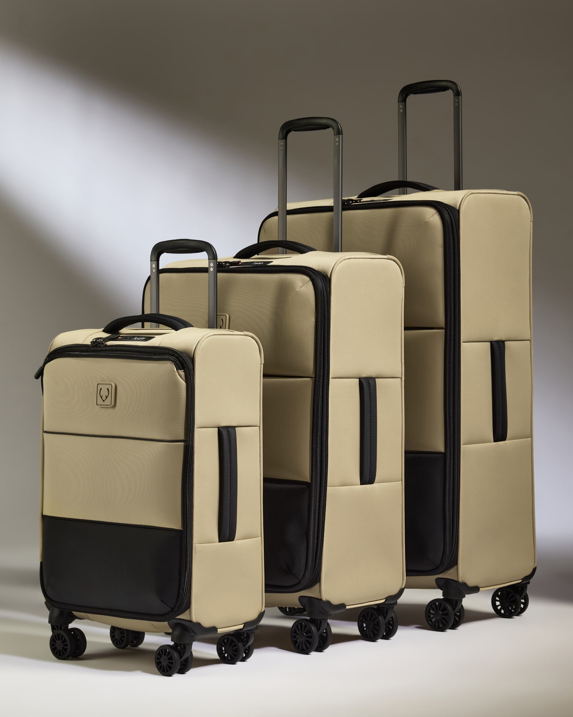 Lightest Expandable Carry-on Luggage Set in Sand Soft Stripe