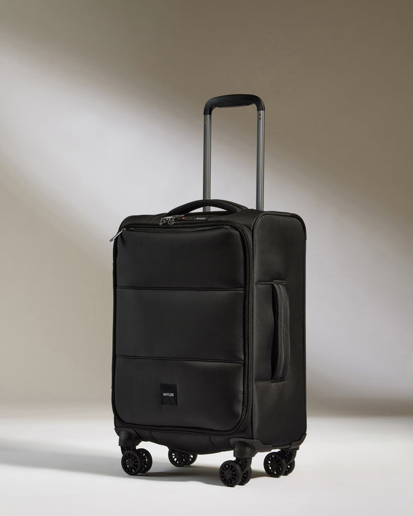 Lightest Carryon Luggage in Black Soft Stripe Soft Suitcase