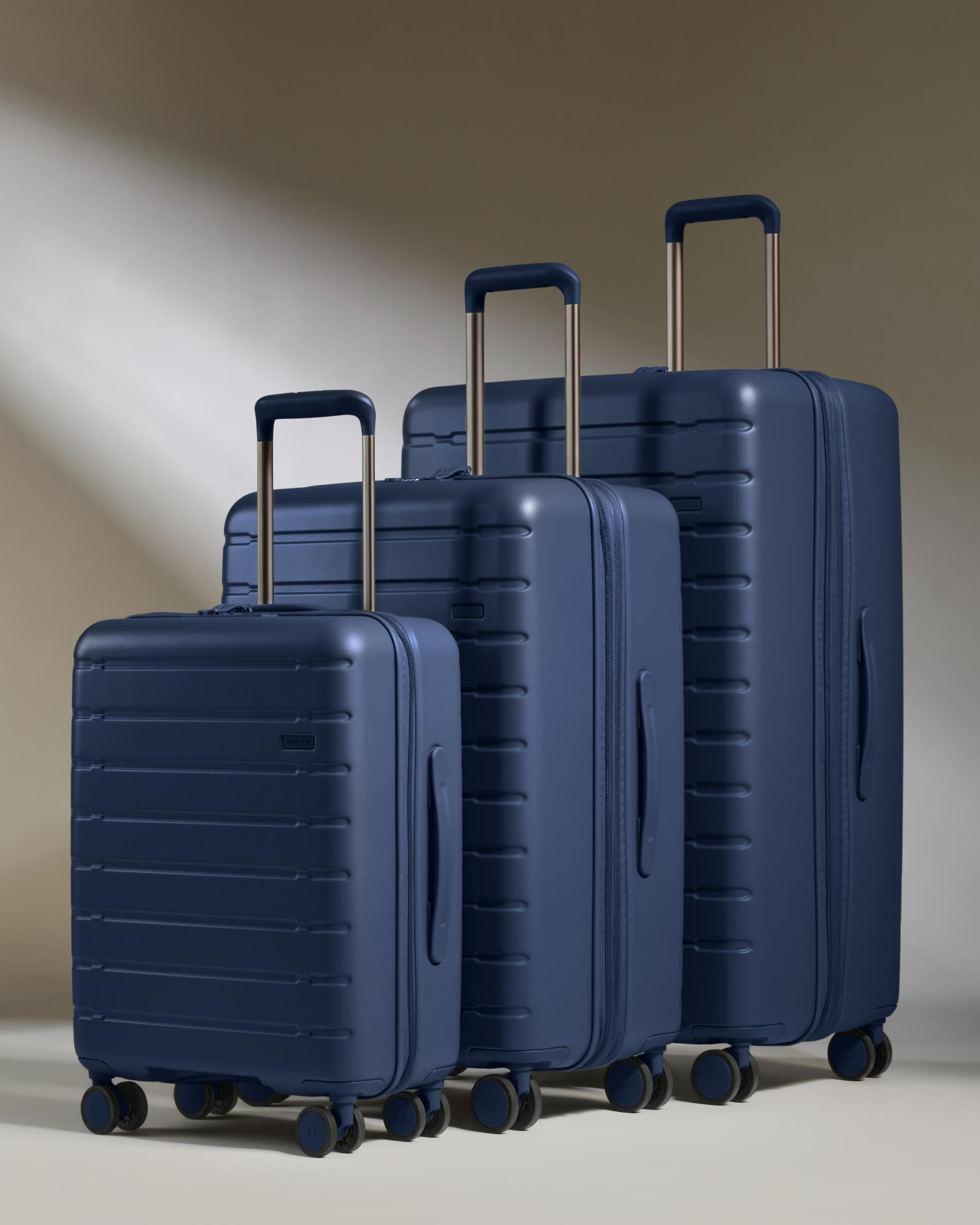 Expandable Carry-on Luggage Set in Blue Stamford Hard