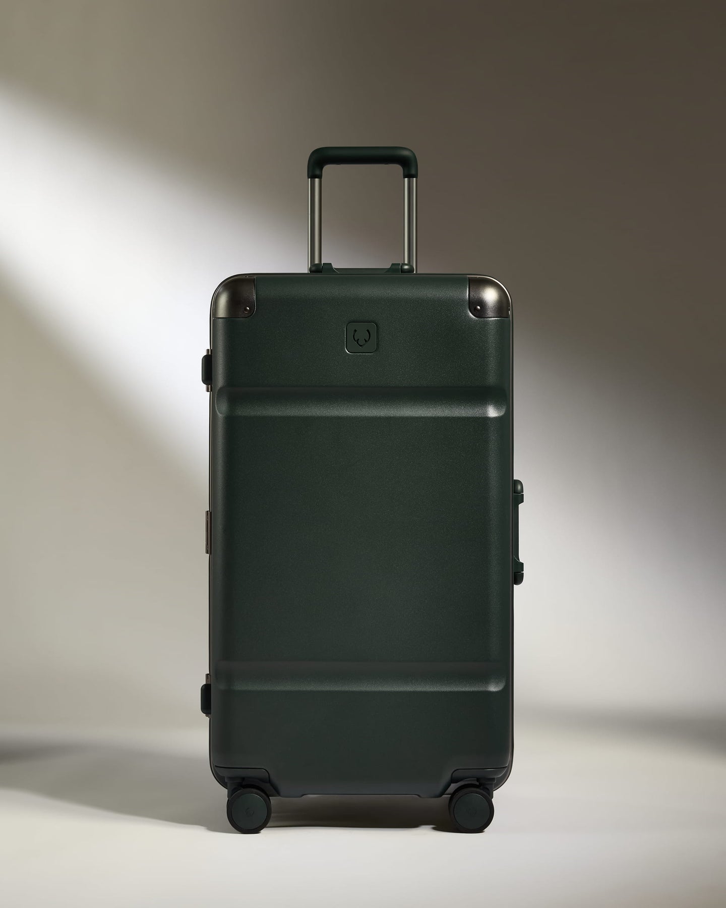 Trunk Luggage in Dark Forest Green - Heritage Stripe