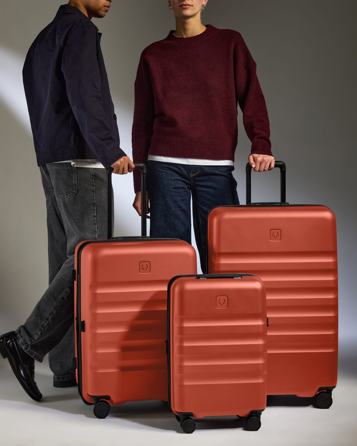 Expandable Carry-on Luggage Set in Buckthorn Red - Icon Stripe