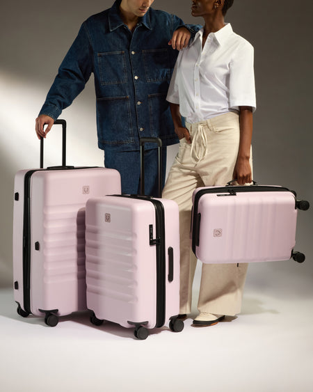 Icon Stripe Set with Expander Carry-On in Moorland Pink