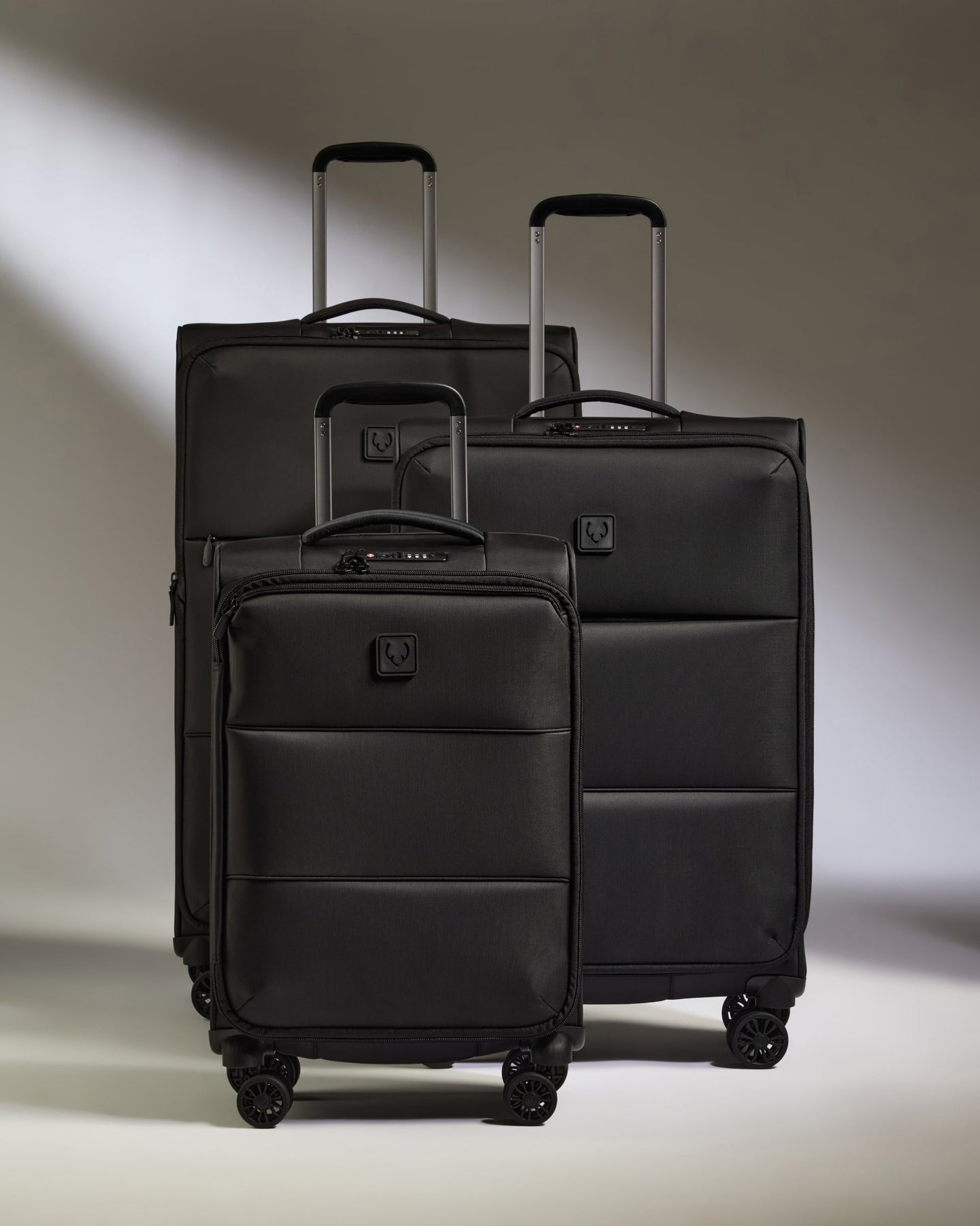 Lightest Expandable Carry-on Luggage Set in Black - Soft Stripe 2.0
