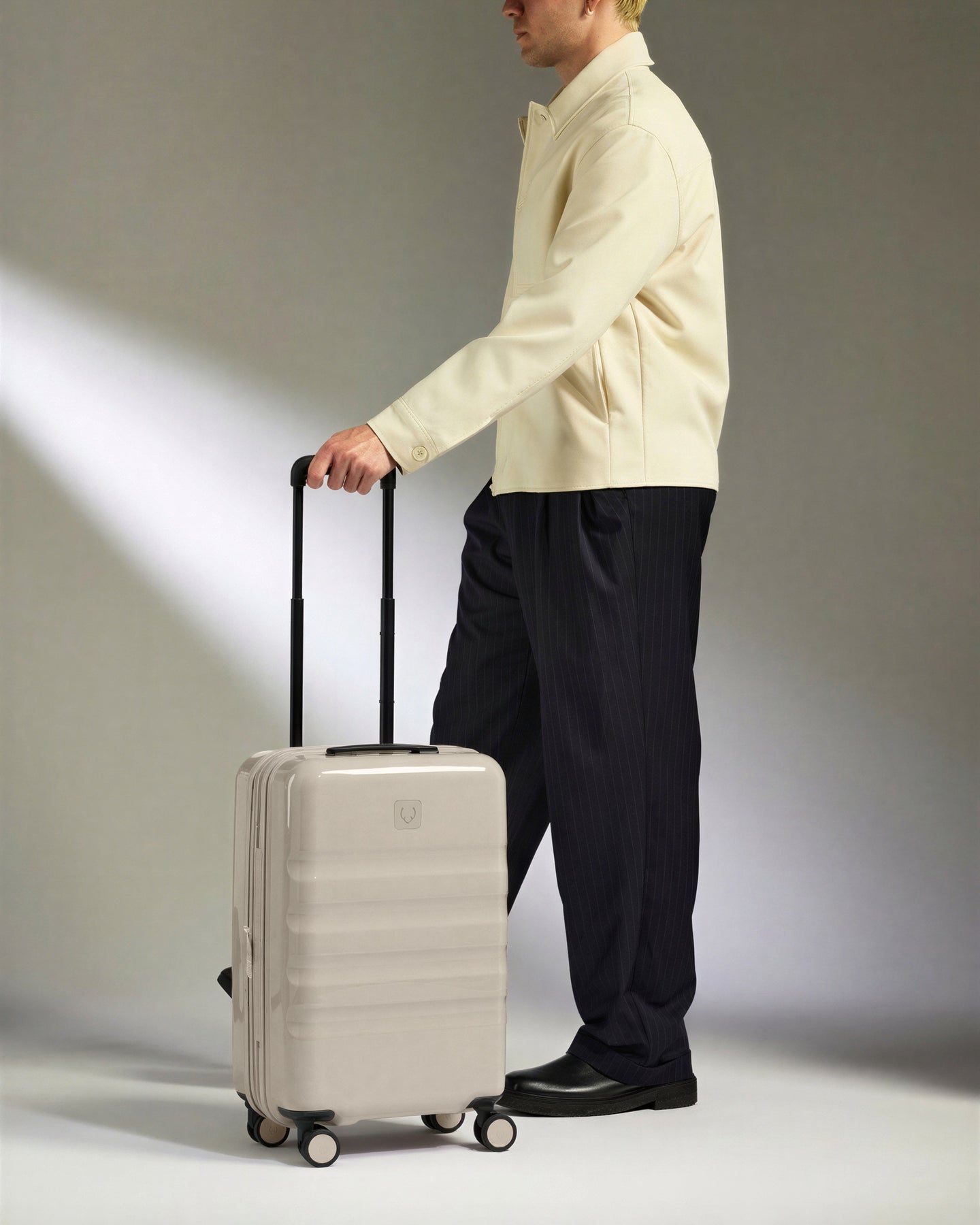 Expandable Carry-on Luggage in Taupe Gloss - Icon Stripe