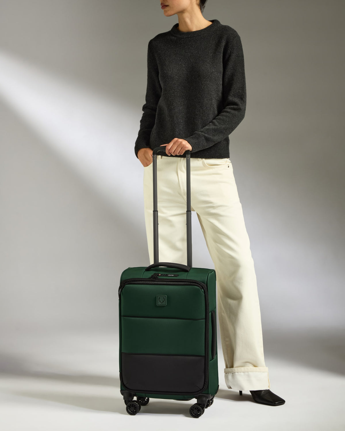 a woman with a suitcase