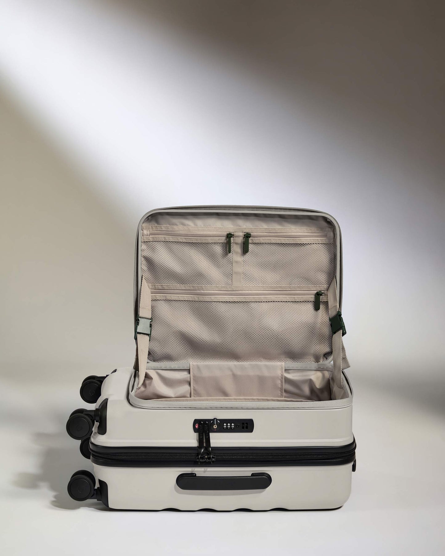 Dual Opening Carry-On Luggage in Taupe - Icon Stripe