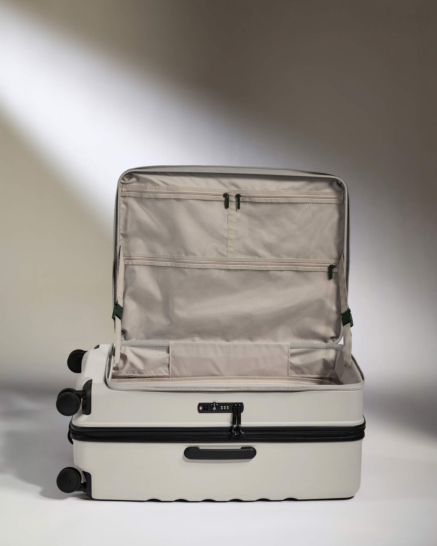 Dual Opening Large Luggage in Taupe - Icon Stripe