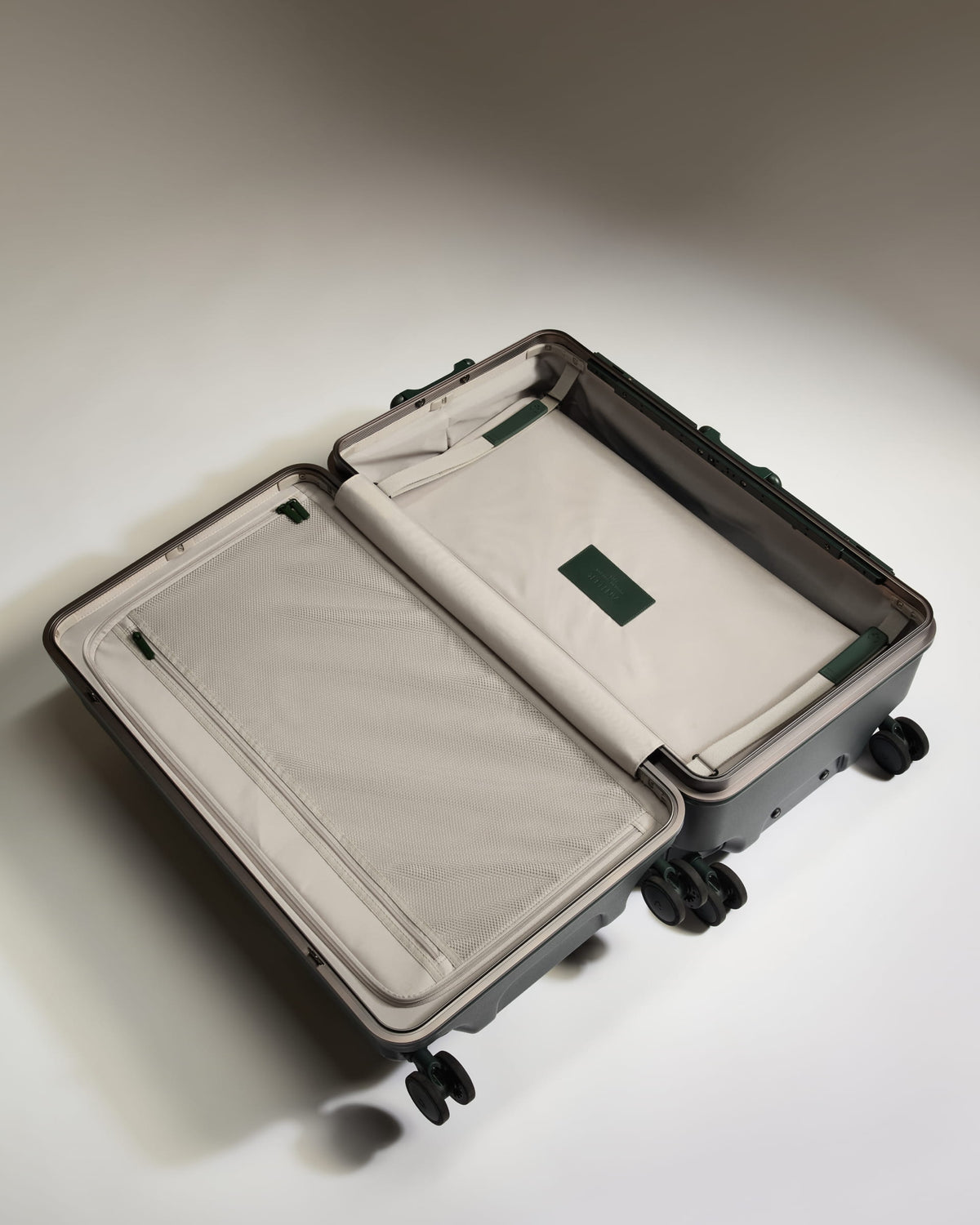 Trunk Luggage in Dark Forest Green - Heritage Stripe