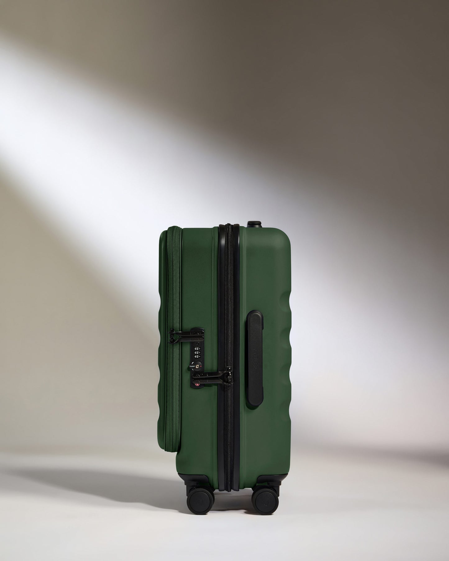 Dual Opening Carry-On Luggage in Antler Green - Icon Stripe