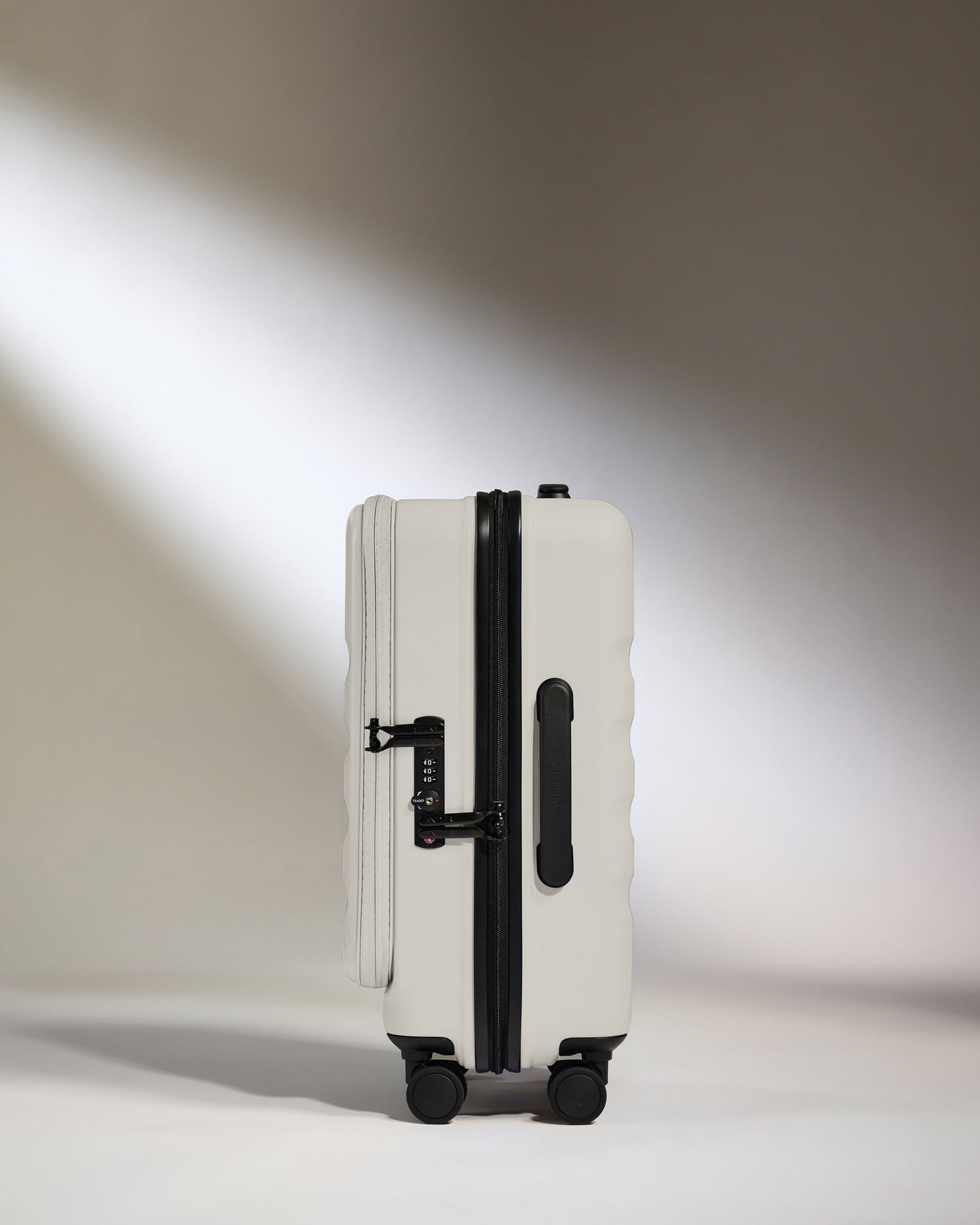 Dual Opening Carry-On Luggage in Taupe - Icon Stripe