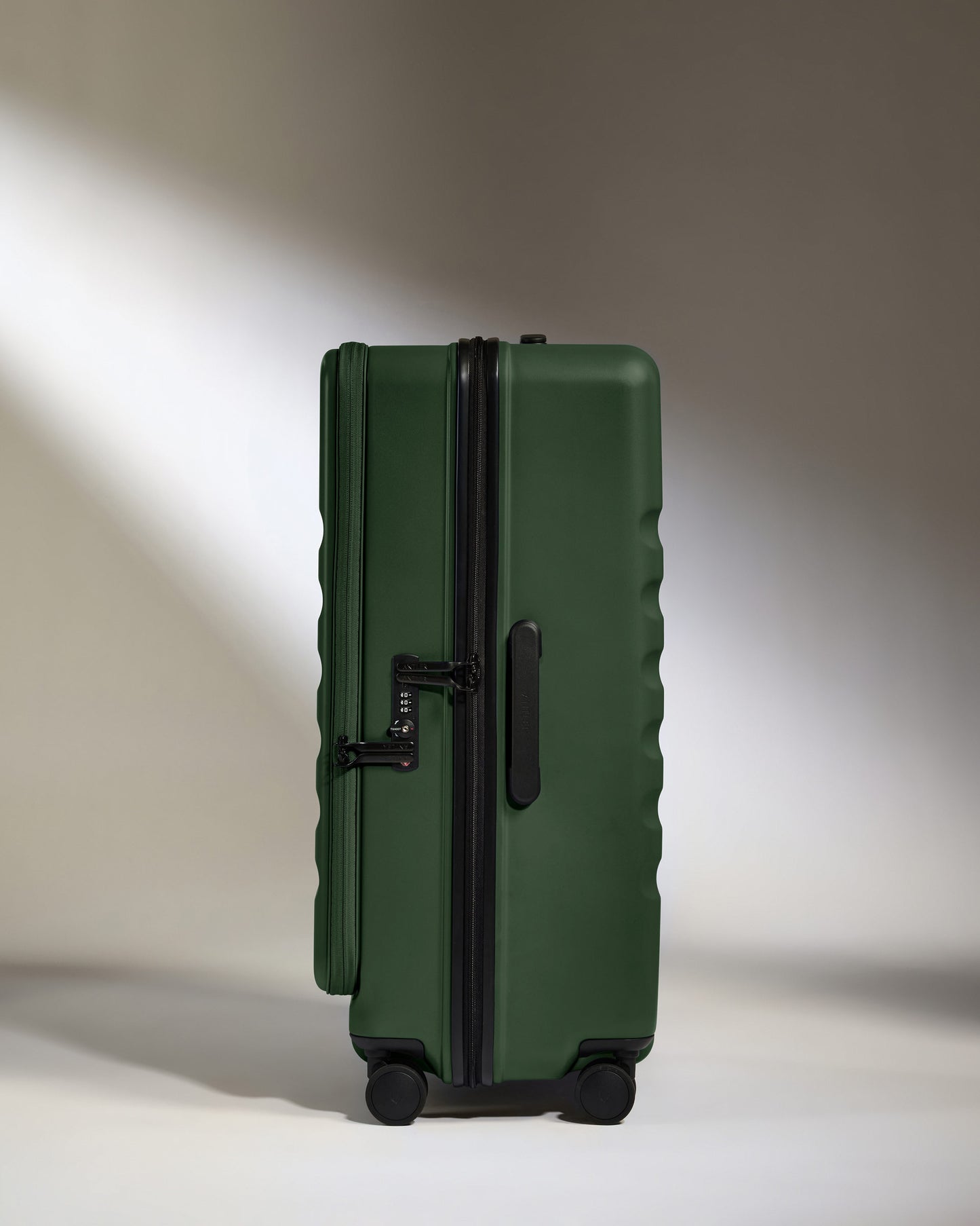 Dual Opening Large Luggage in Antler Green - Icon Stripe
