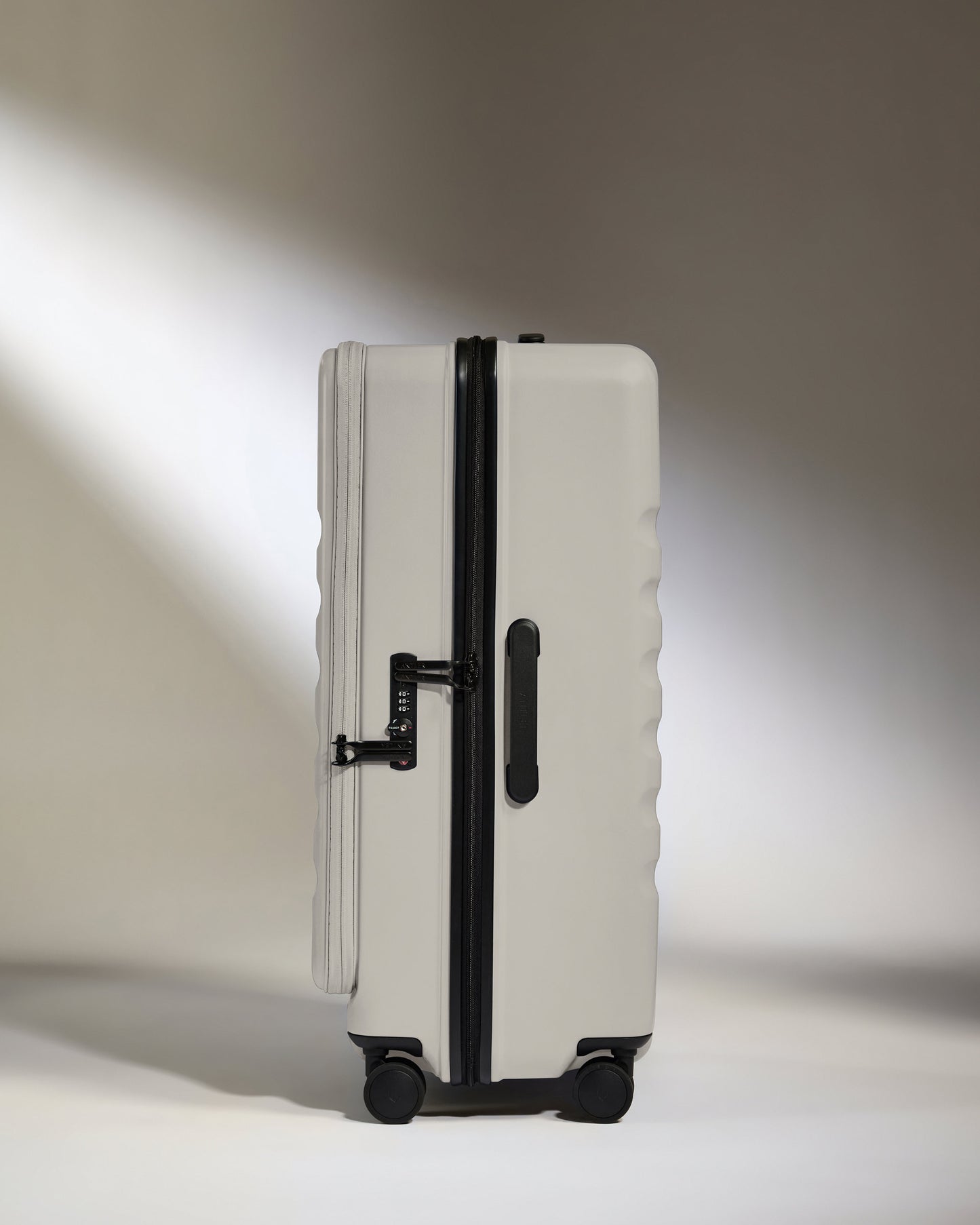 Dual Opening Large Luggage in Taupe - Icon Stripe