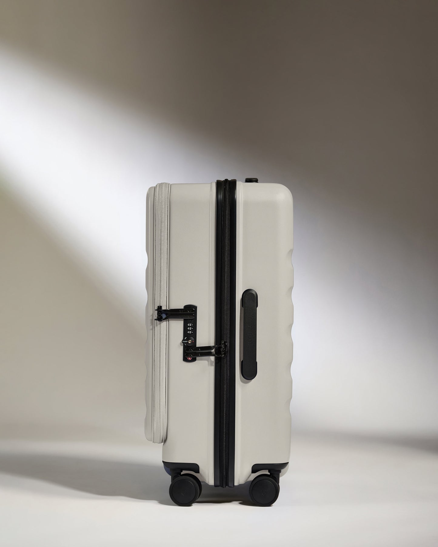 Dual Opening Medium Luggage in Taupe - Icon Stripe