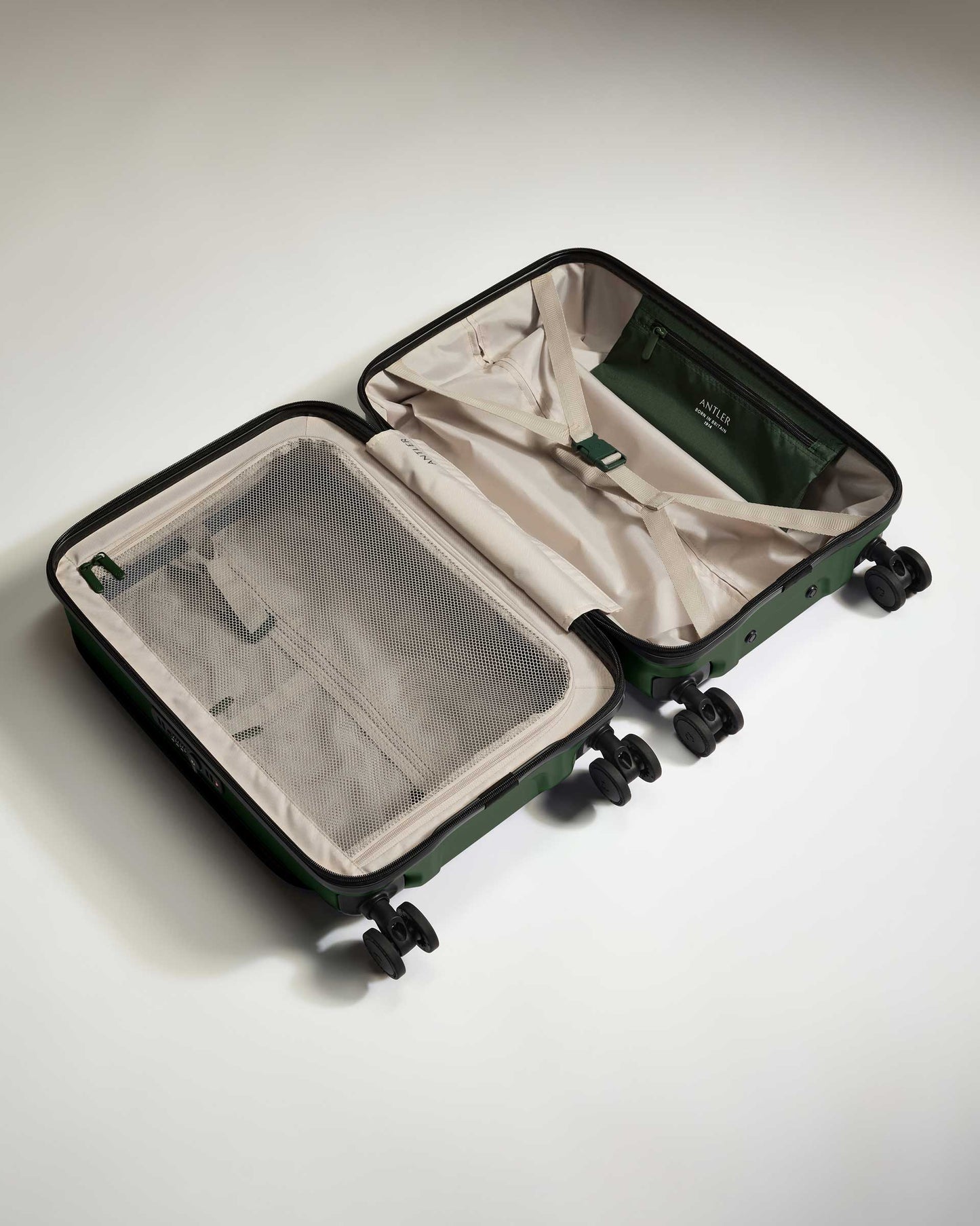 Dual Opening Carry-On Luggage in Antler Green - Icon Stripe