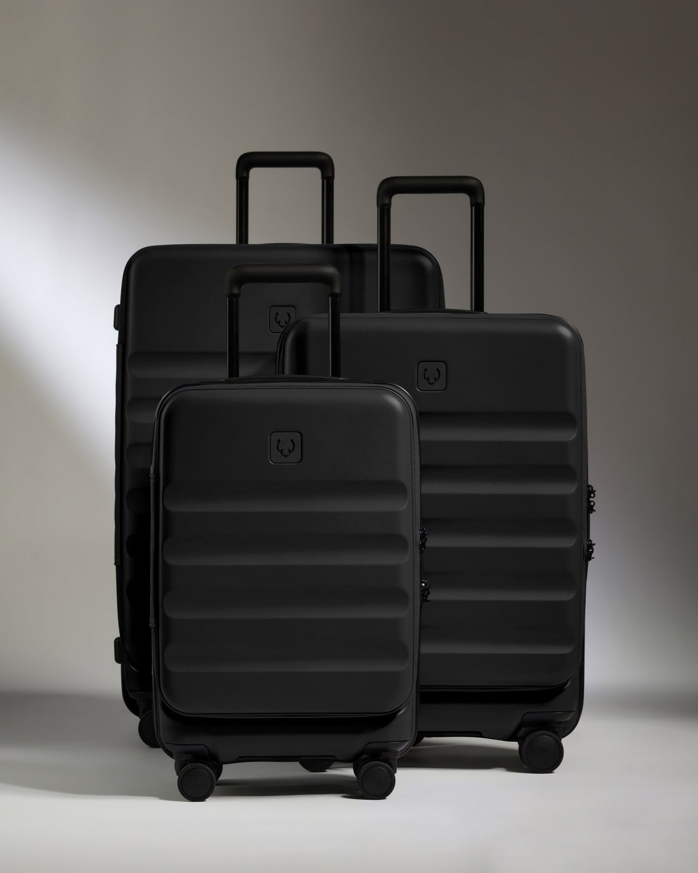 Dual Opening Carry-on Luggage Set in Black - Icon Stripe