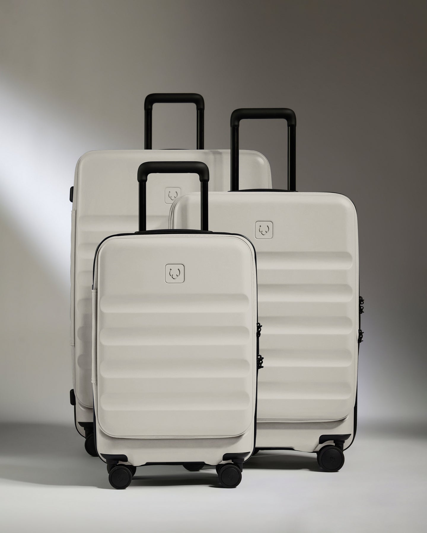 Dual Opening Carry-on Luggage Set in Taupe - Icon Stripe