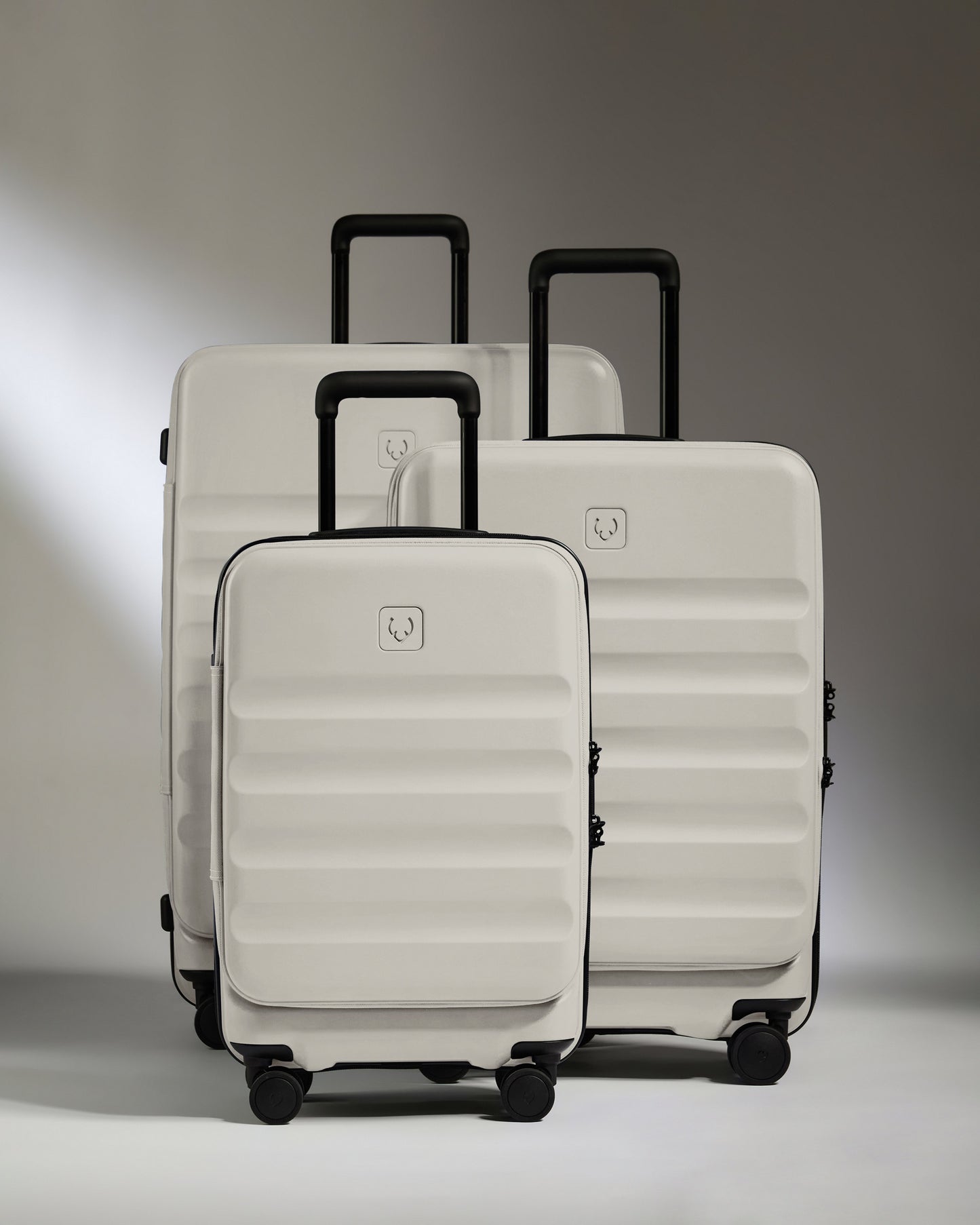 Dual Opening Carry-on Luggage Set in Taupe - Icon Stripe