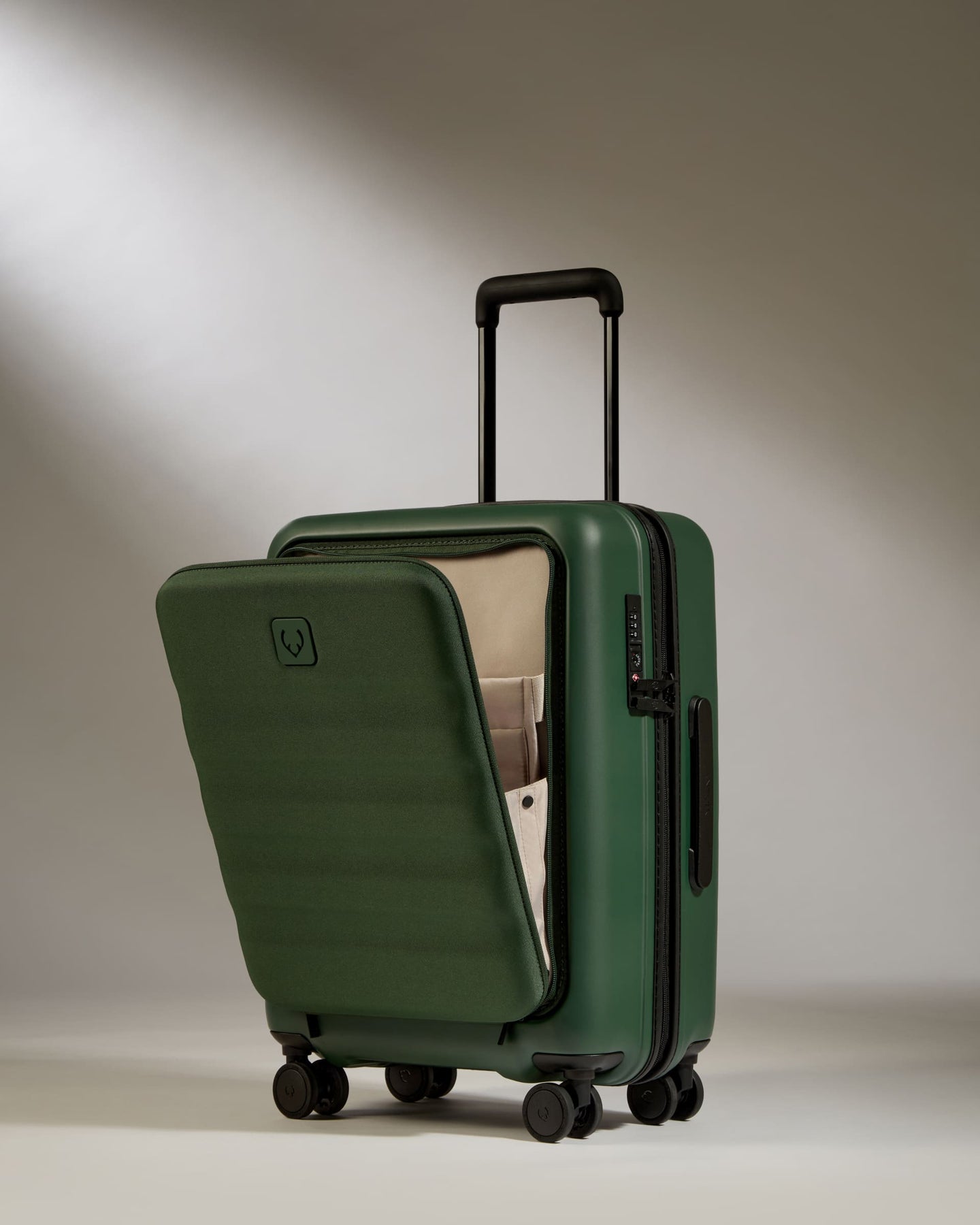 Carry-on with Pocket Luggage Set in Antler Green - Icon Stripe