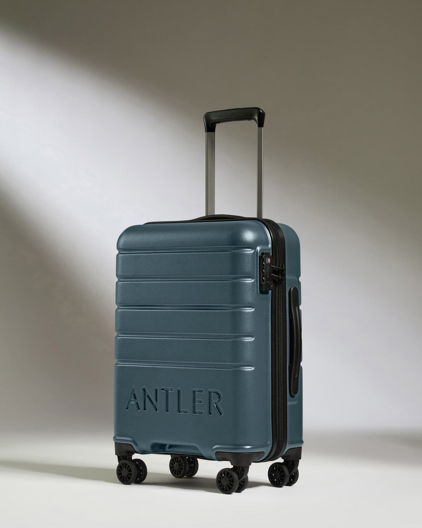 Expandable Carry-on Luggage Set in Blue Gray - Logo